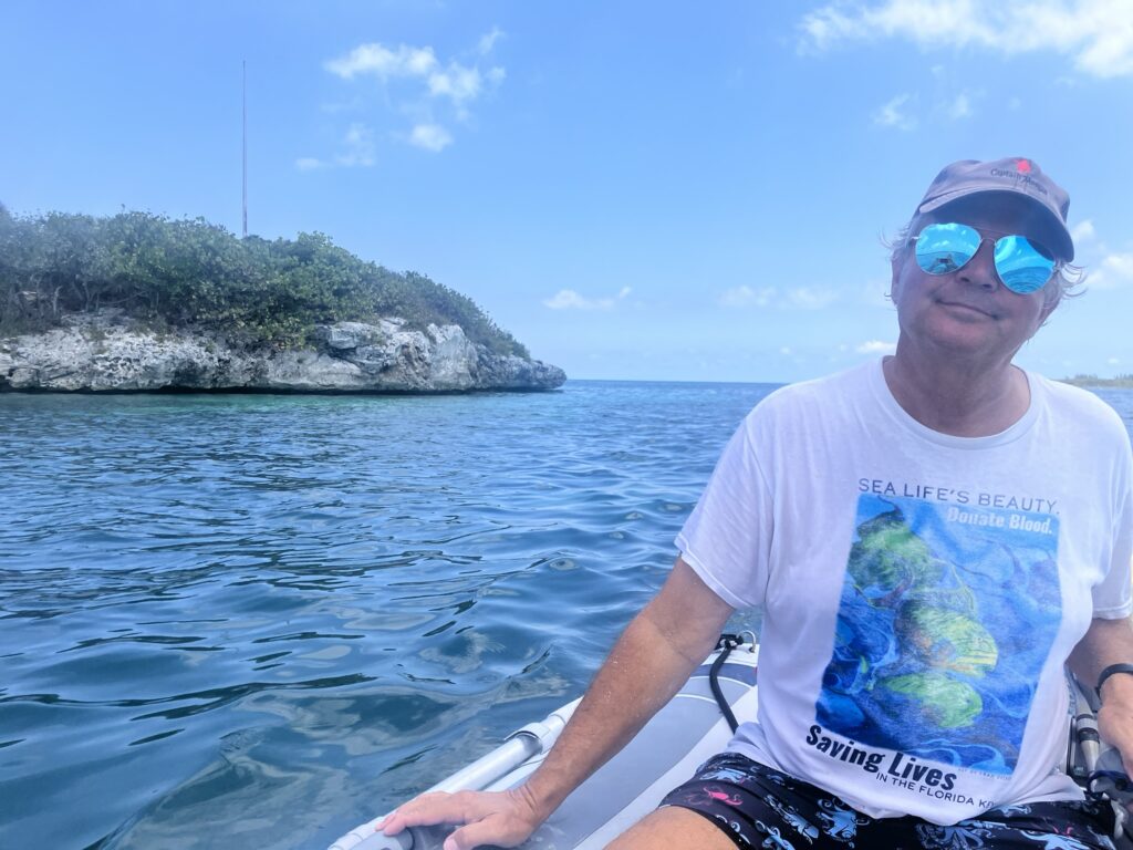 Dinghy ride at Great Harbour Island, Berry Islands, Bahamas.